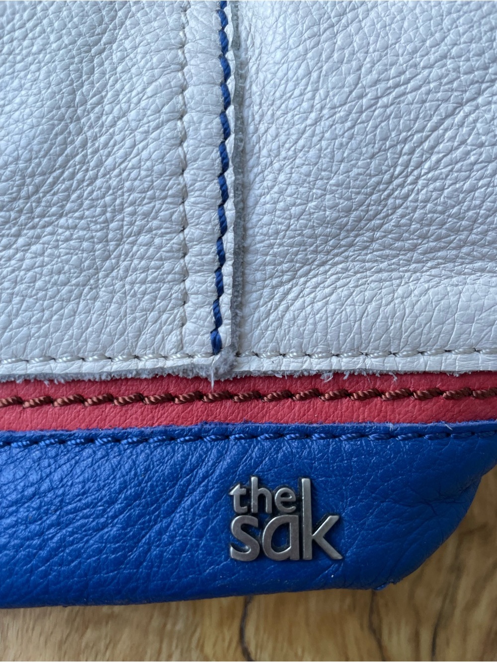 The Sak White, Blue and Red Colorblock Leather Tote